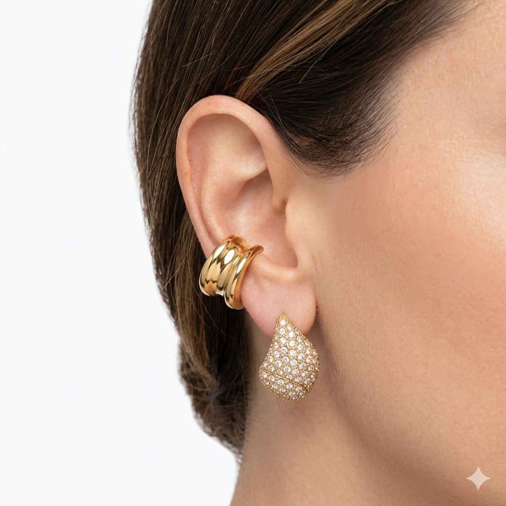 Ear cuff in acciaio inossidabile anallergici e waterproof "Mike"