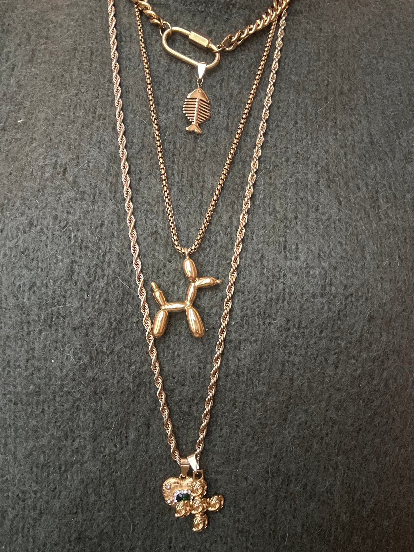 Ciondolo in acciaio inossidabile placcato oro 18k "Dog Baloon"