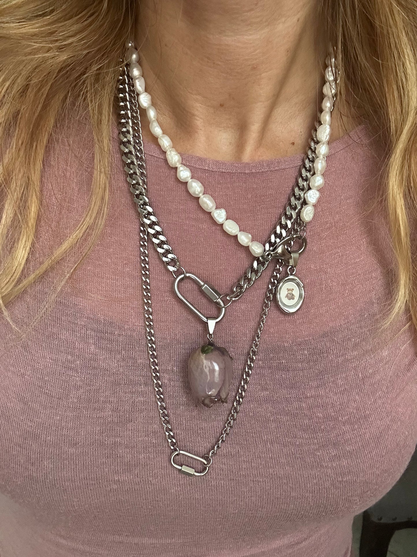 Collana in acciaio inossidabile anallergica e waterproof "Agganciami"