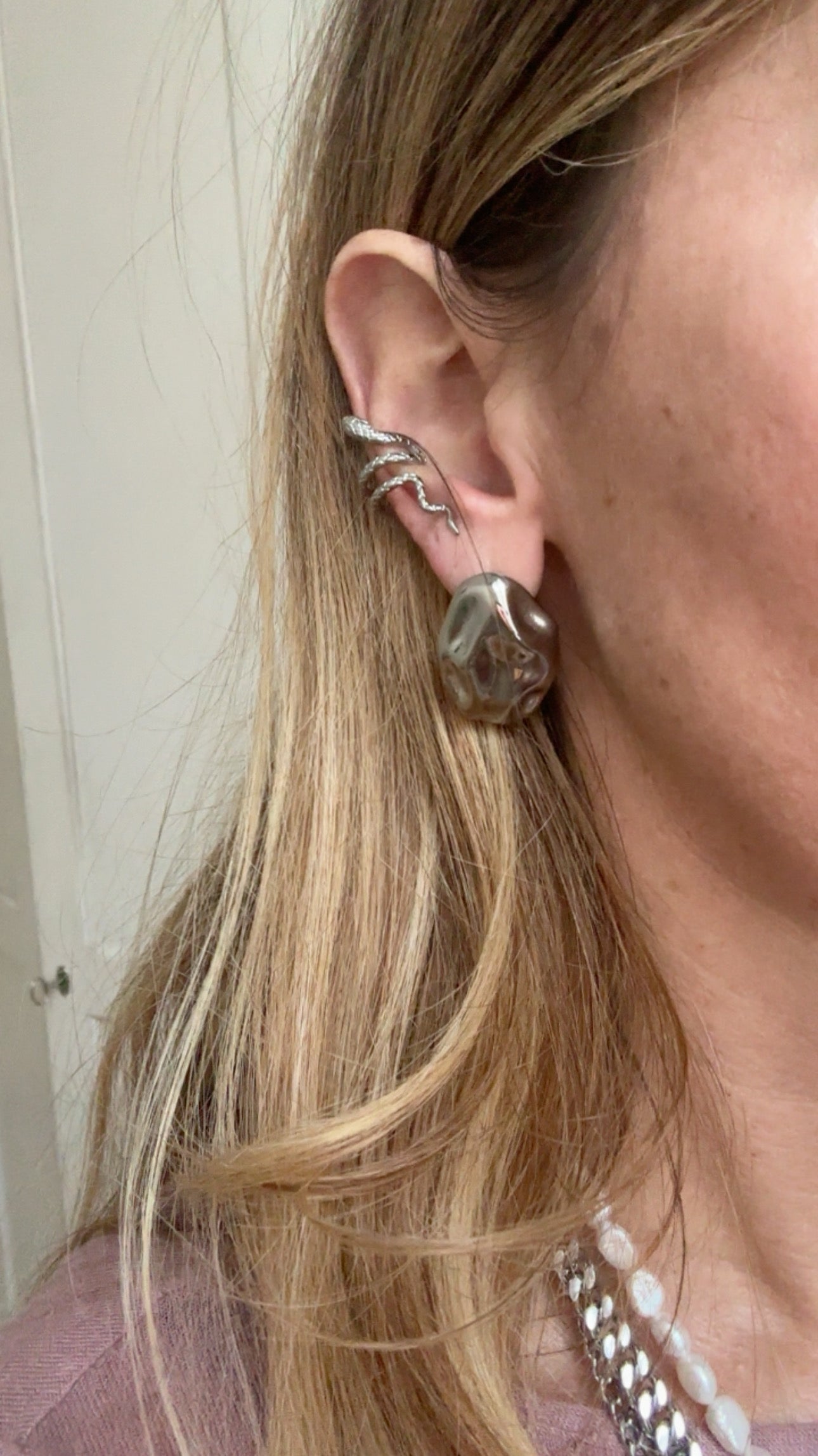 Ear Cuff in acciaio inossidabile anallergici e waterproof "Biscia"