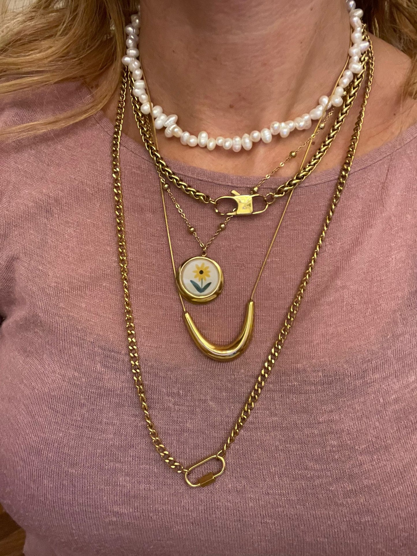 Collana in acciaio inossidabile anallergica e waterproof "Daisy"