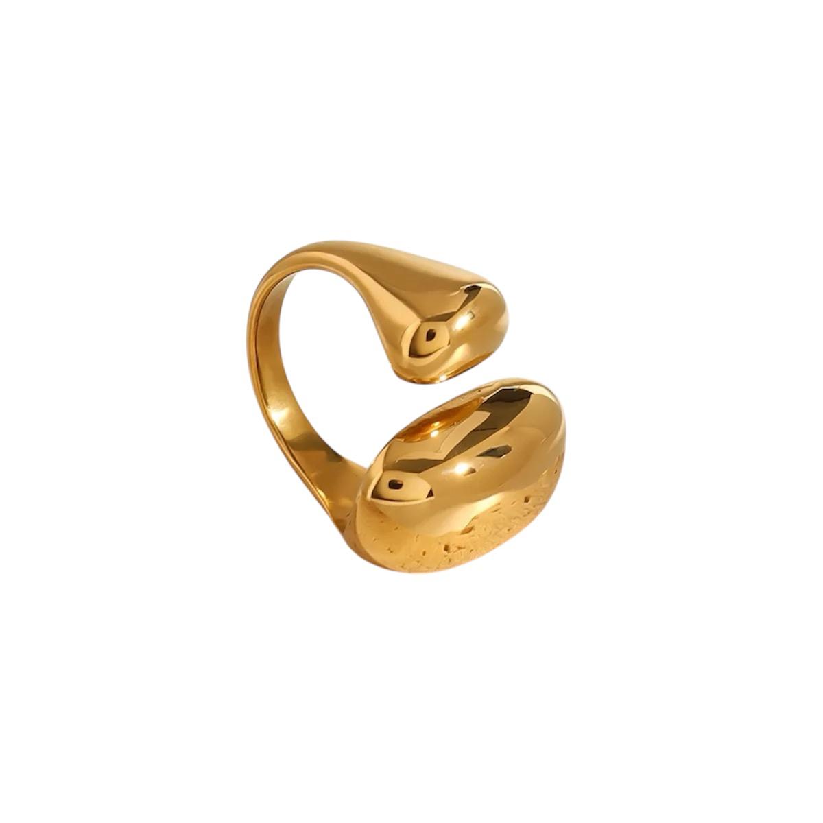 Anello in acciaio inossidabile, anallergico e waterproof placcato oro 18K "Rebecca"