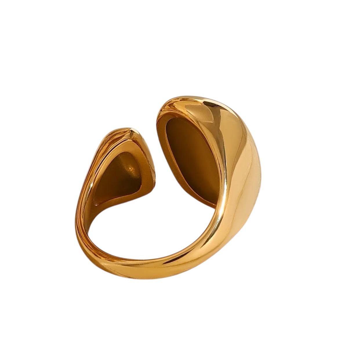 Anello in acciaio inossidabile, anallergico e waterproof placcato oro 18K "Rebecca"