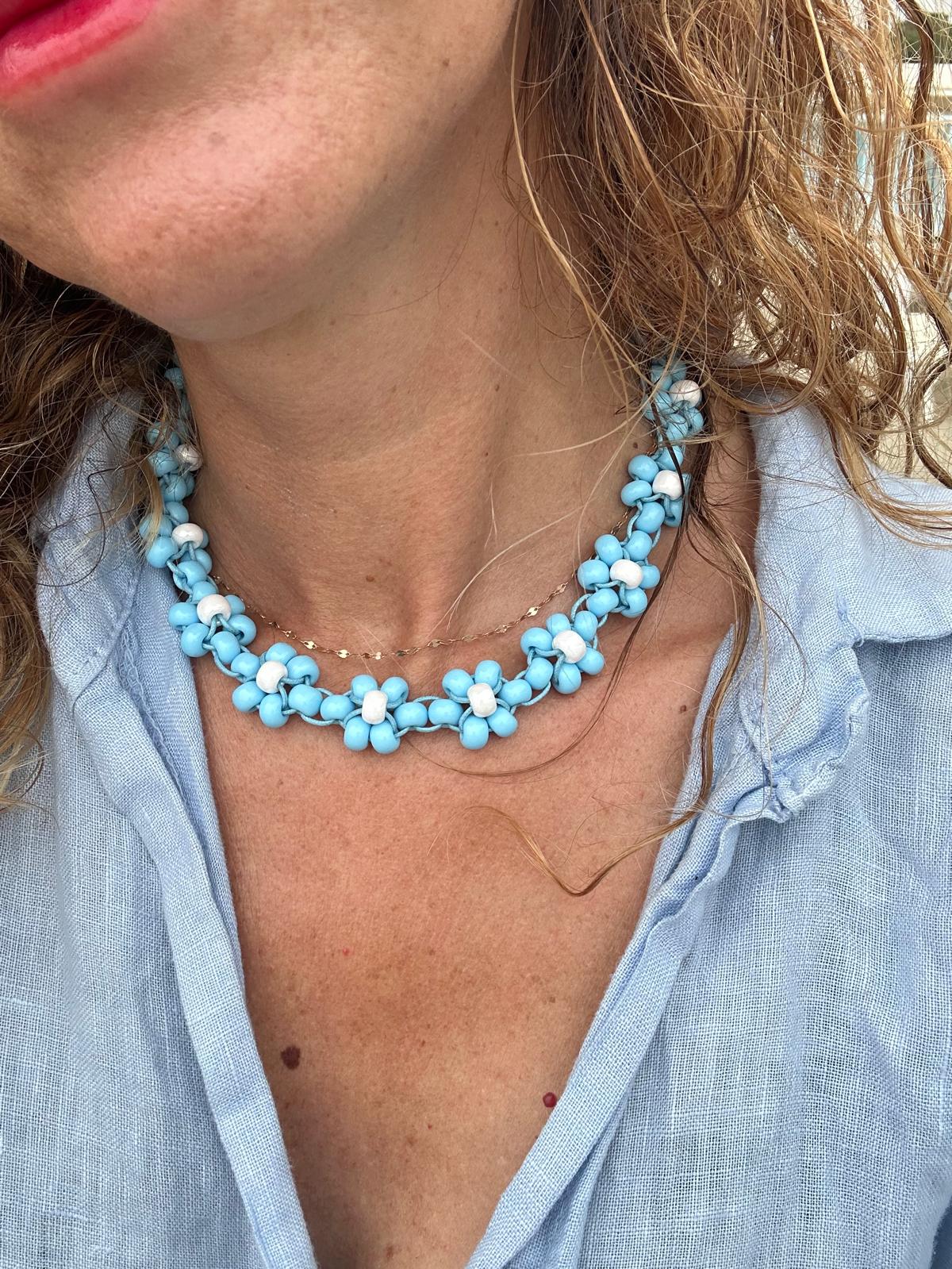 Collana Blossom fatta a mano con perline di vetro di Boemia