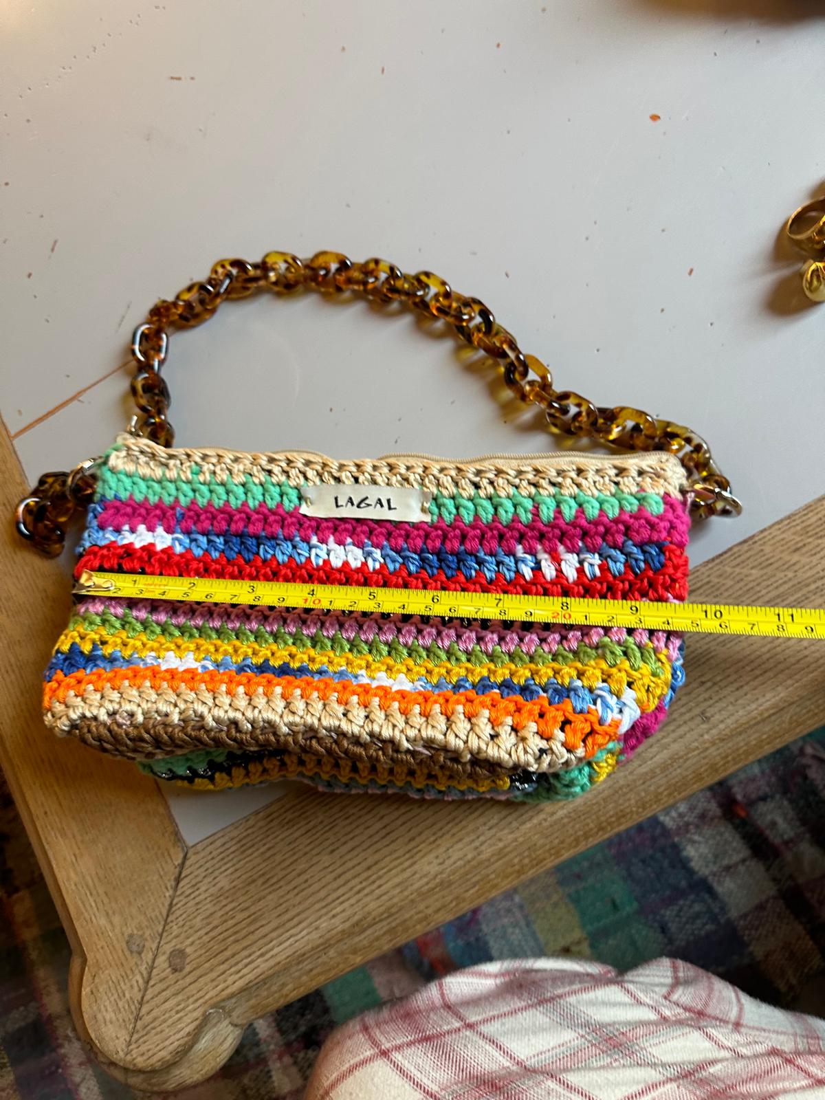 Borsa Rainbow fatta all'uncinetto in cotone