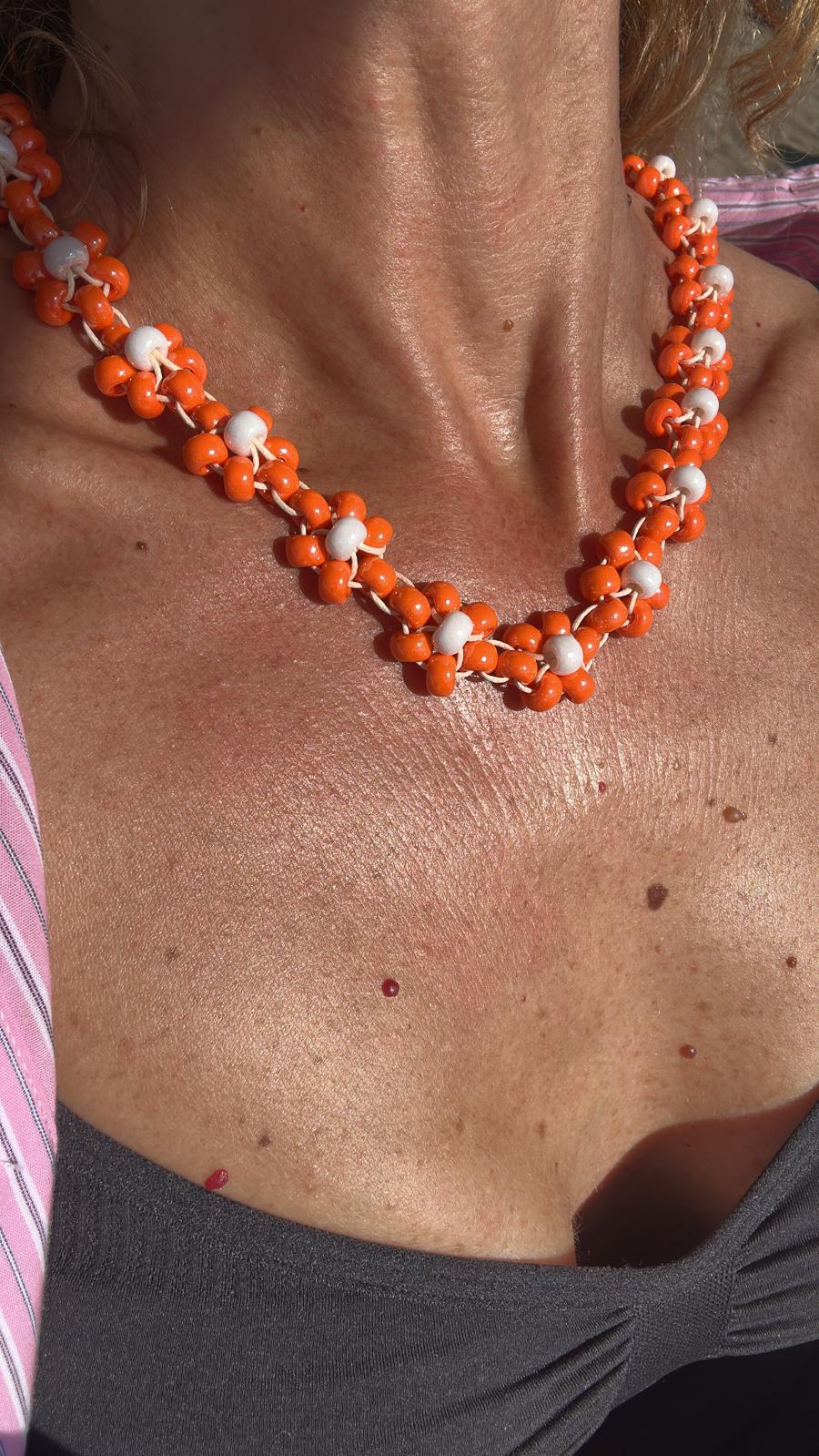 Collana Blossom fatta a mano con perline di vetro di Boemia