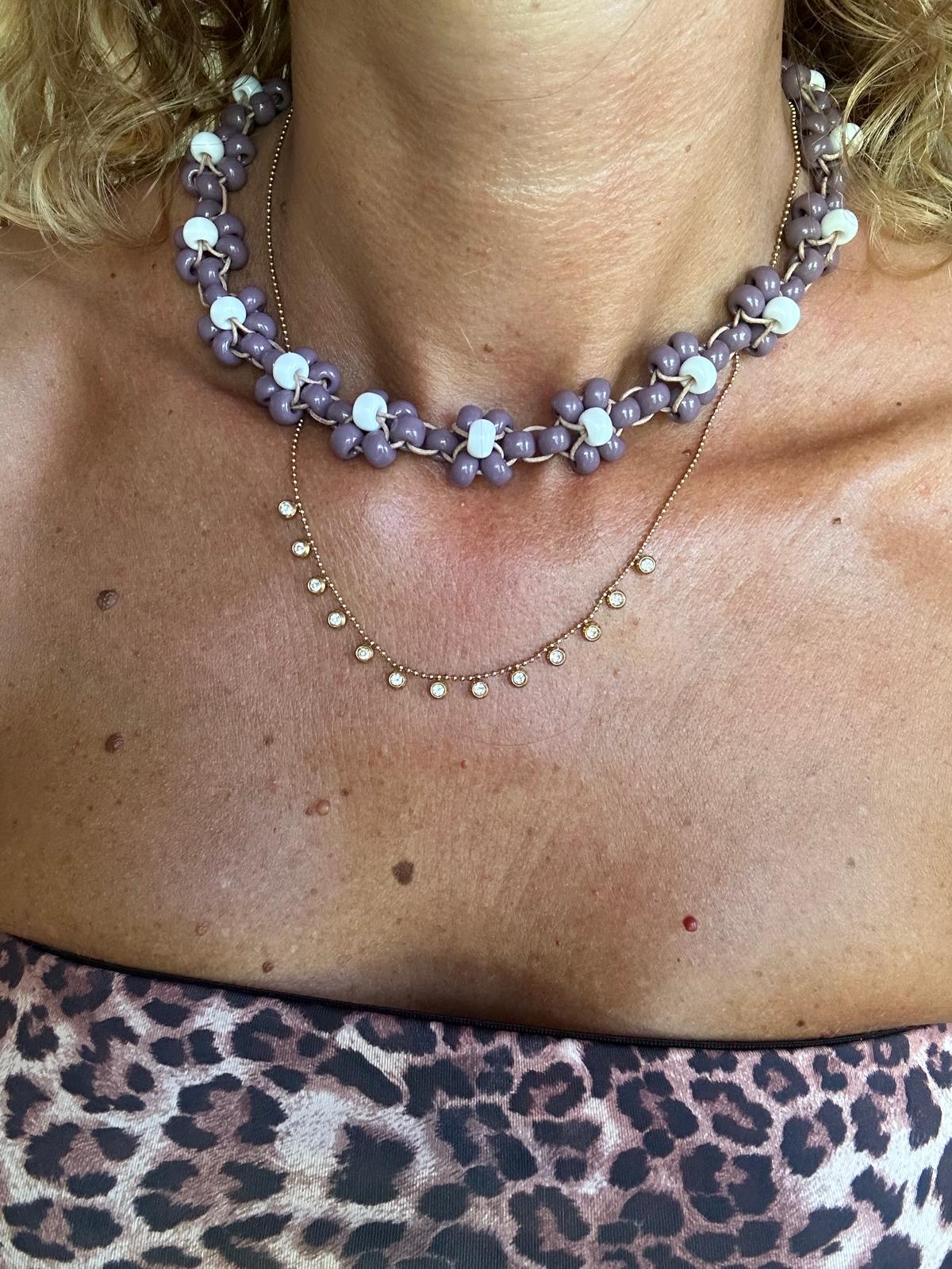Collana Blossom fatta a mano con perline di vetro di Boemia