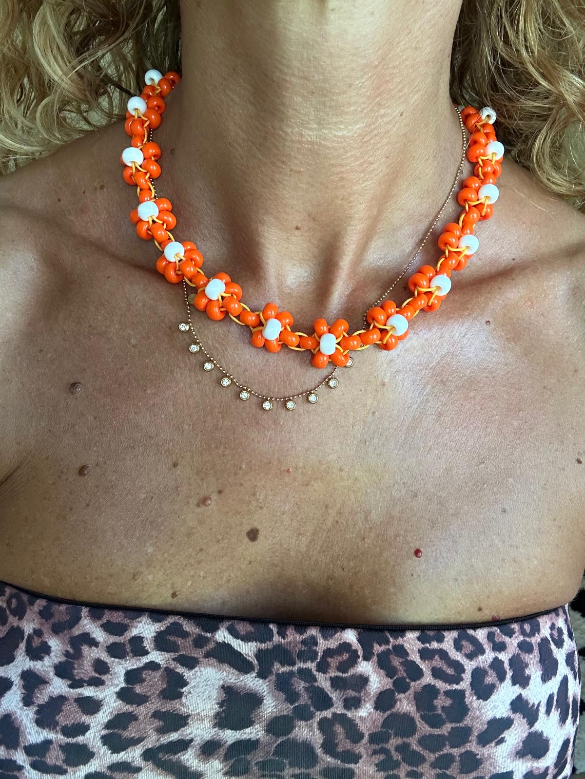 Collana Blossom fatta a mano con perline di vetro di Boemia
