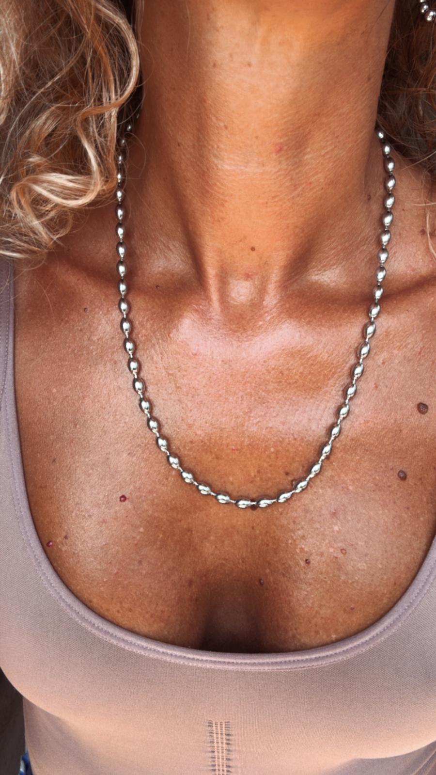 Collana in acciaio inossidabile anallergica e waterproof "Chicchi di riso"