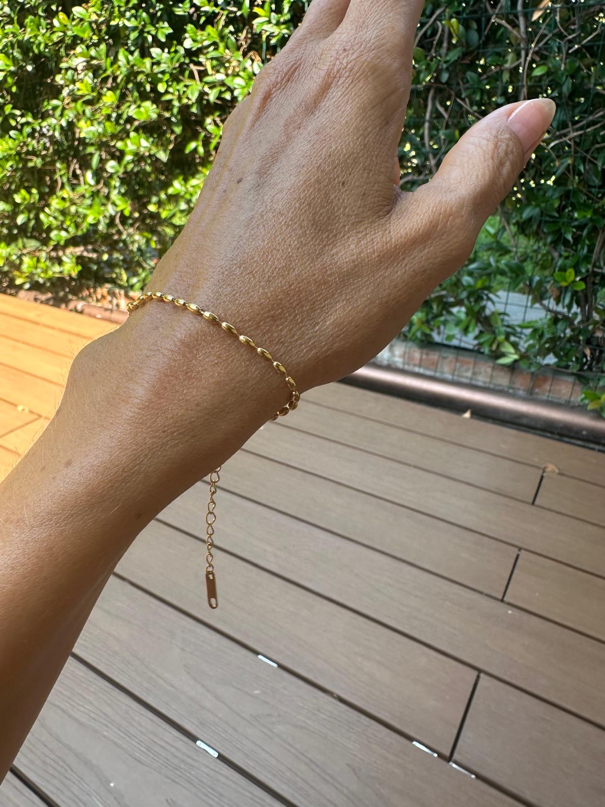 Bracciale/ Cavigliera in acciaio inossidabile "Chicco di riso baby"