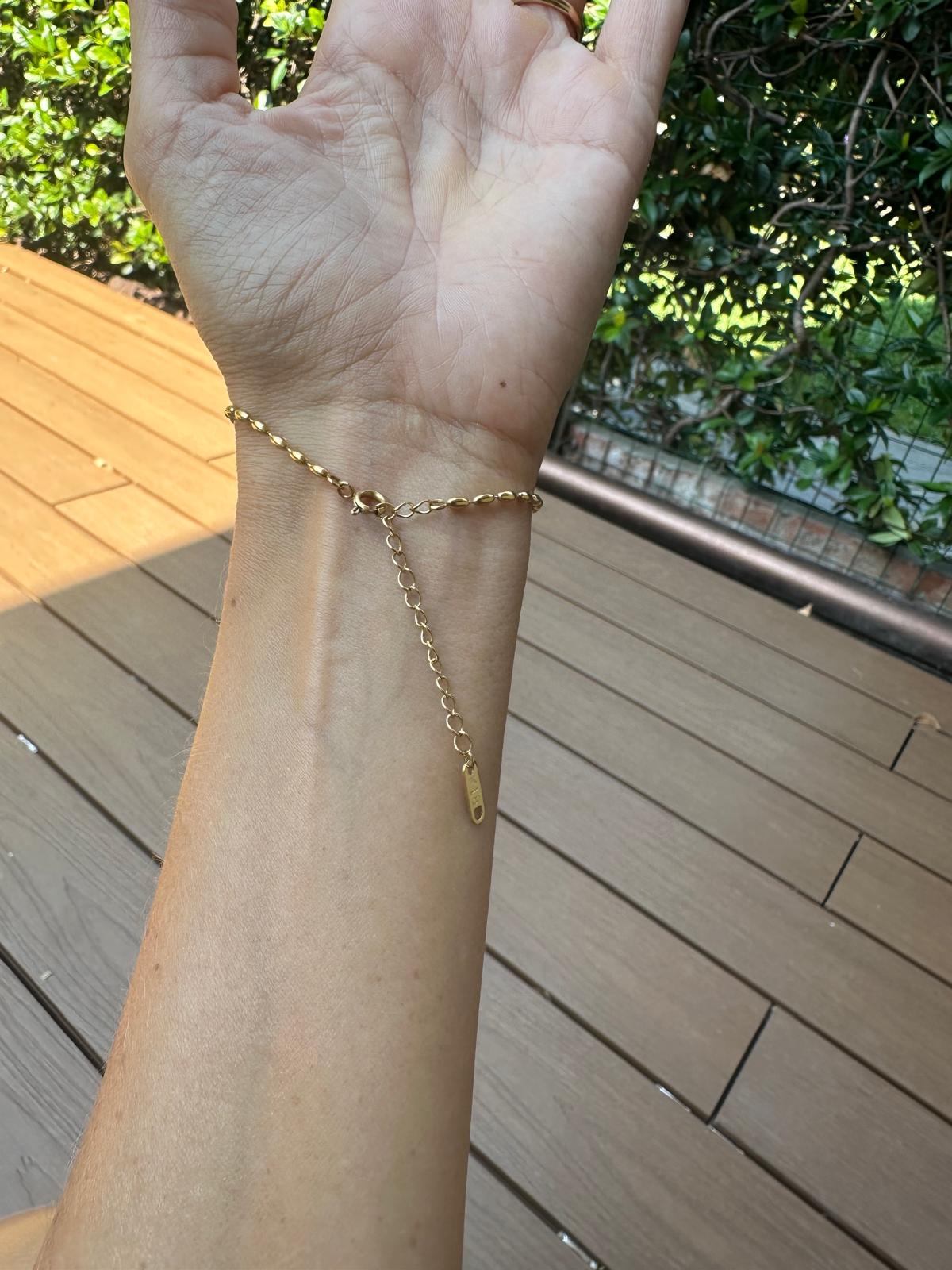 Bracciale/ Cavigliera in acciaio inossidabile "Chicco di riso baby"