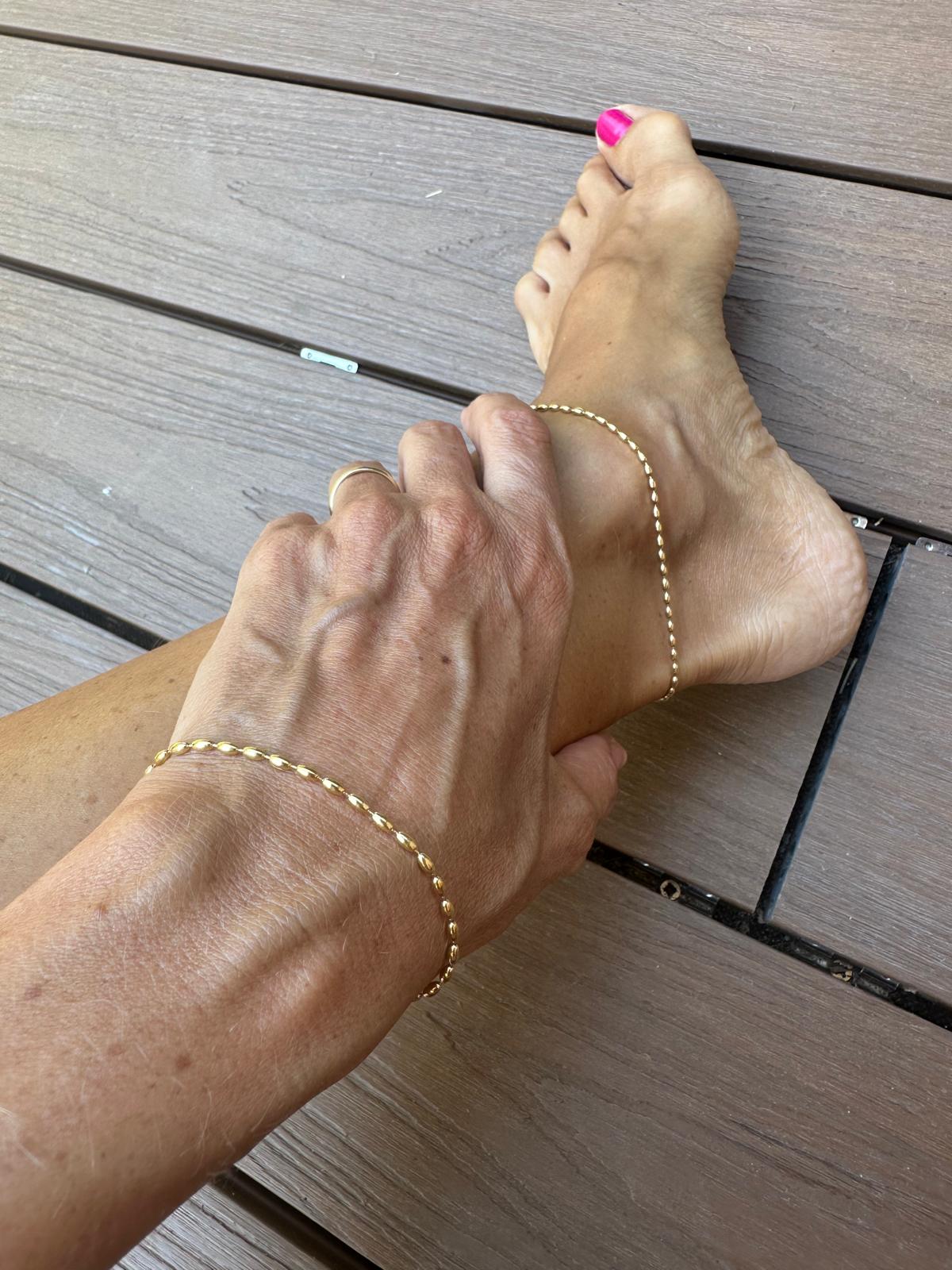 Bracciale/ Cavigliera in acciaio inossidabile "Chicco di riso baby"