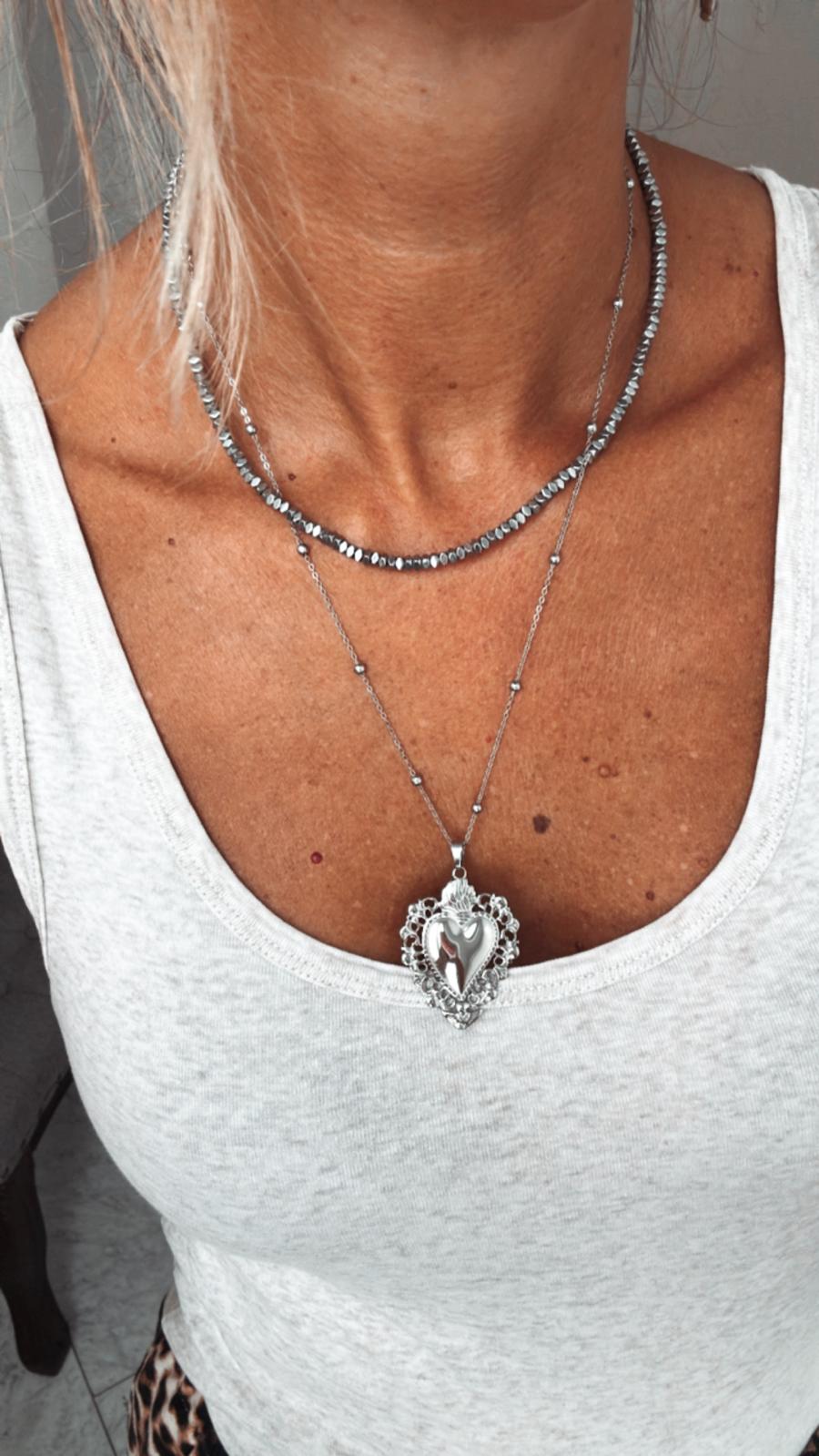 Collana in acciaio inossidabile anallergica e waterproof "Cuore Sacro"