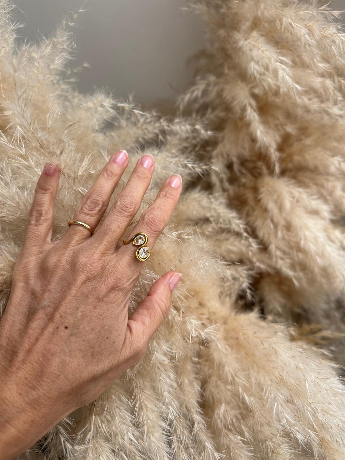 Anello in acciaio inossidabile e zircone anallergico e waterproof "Kim"