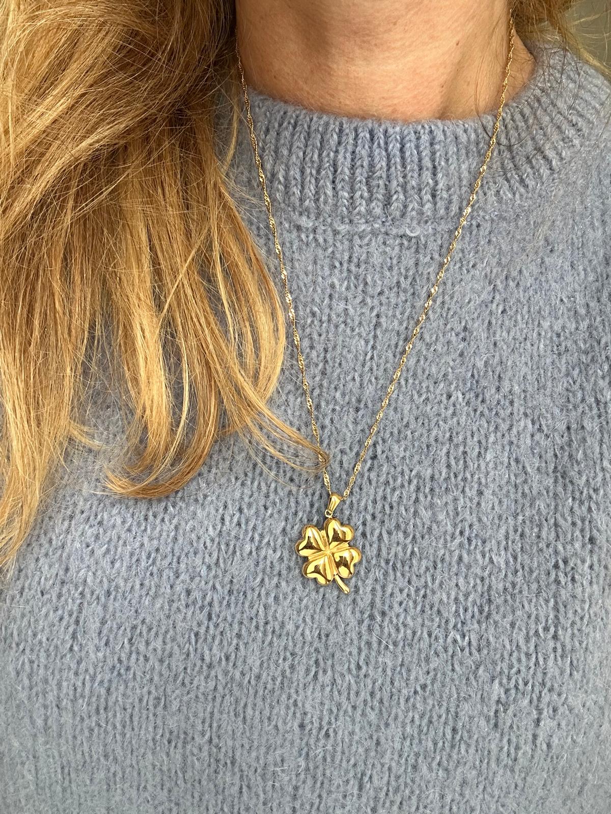 Ciondolo in acciaio inossidabile placcato oro 18k "Fortunato"