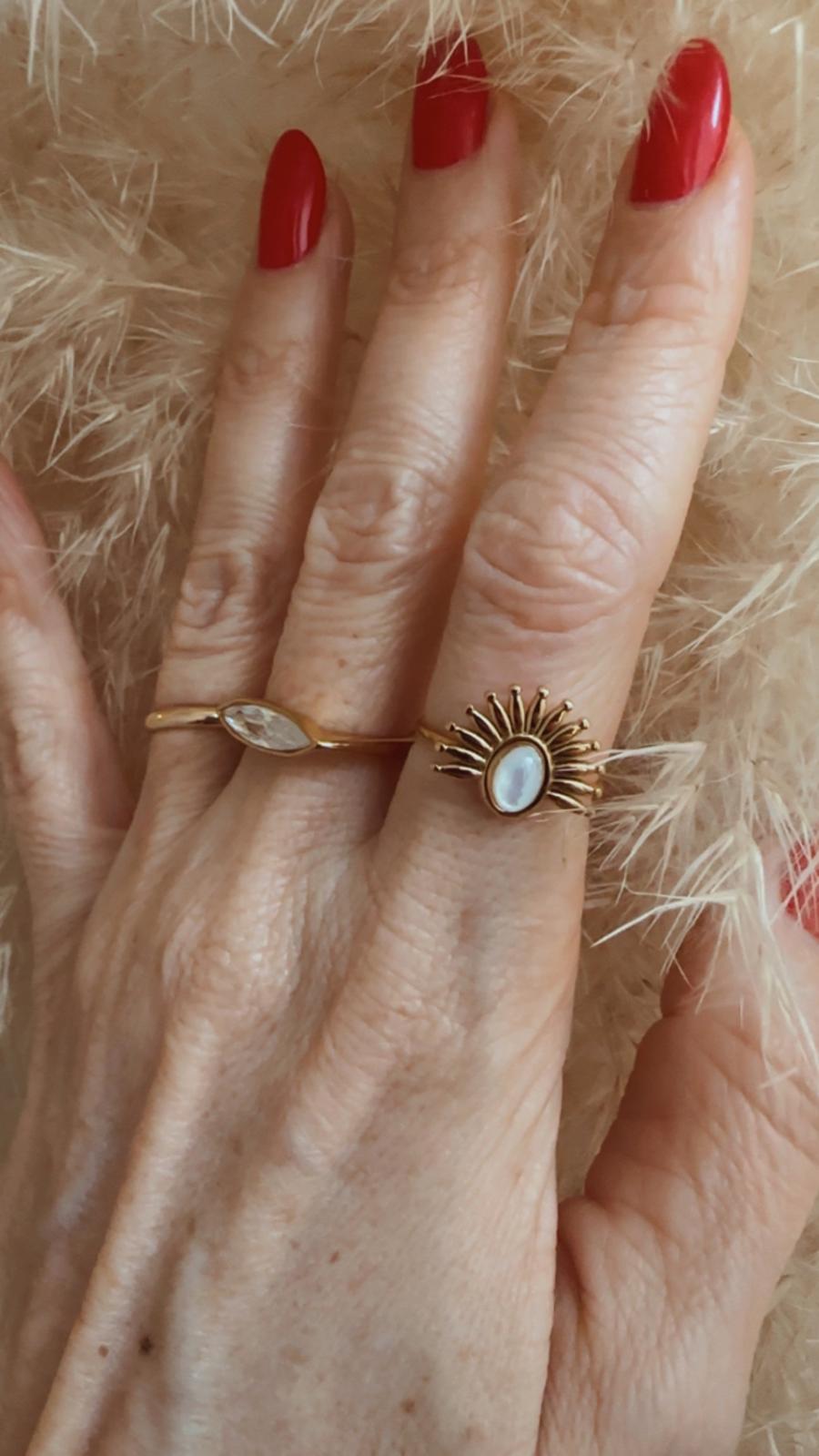 Anello in acciaio inossidabile, anallergico e waterproof placcato oro 18K "Mimi'"