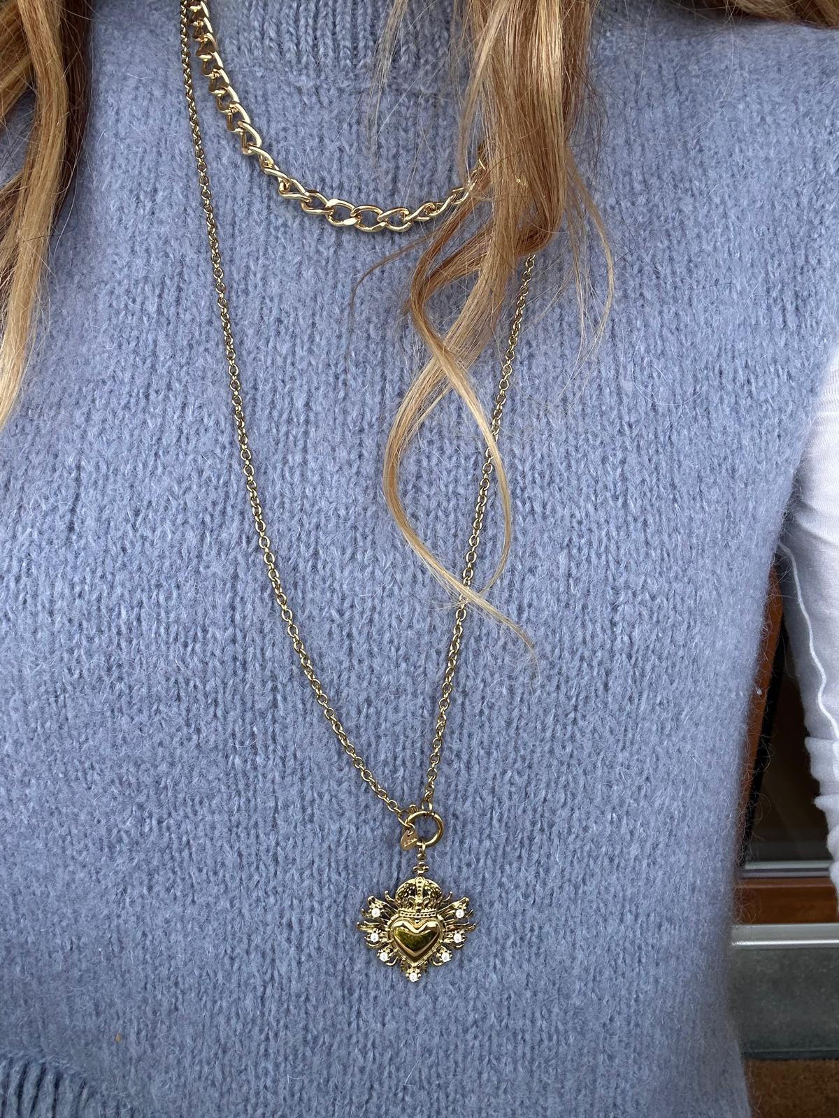 Collana in acciaio inossidabile anallergica e waterproof "Cuore Sacro"