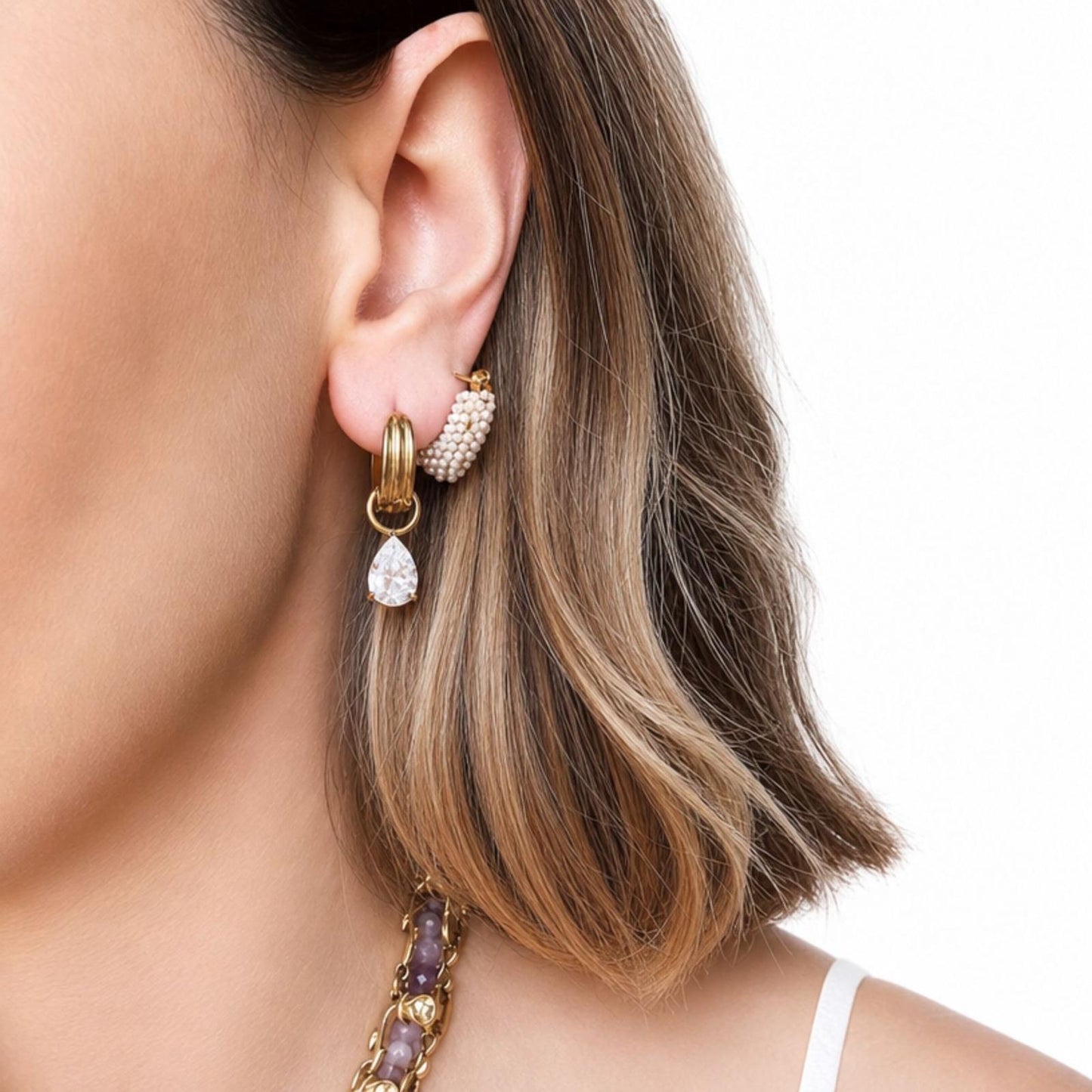 Orecchini in acciaio inossidabile anallergici e waterproof placcati oro 18K "Alba"