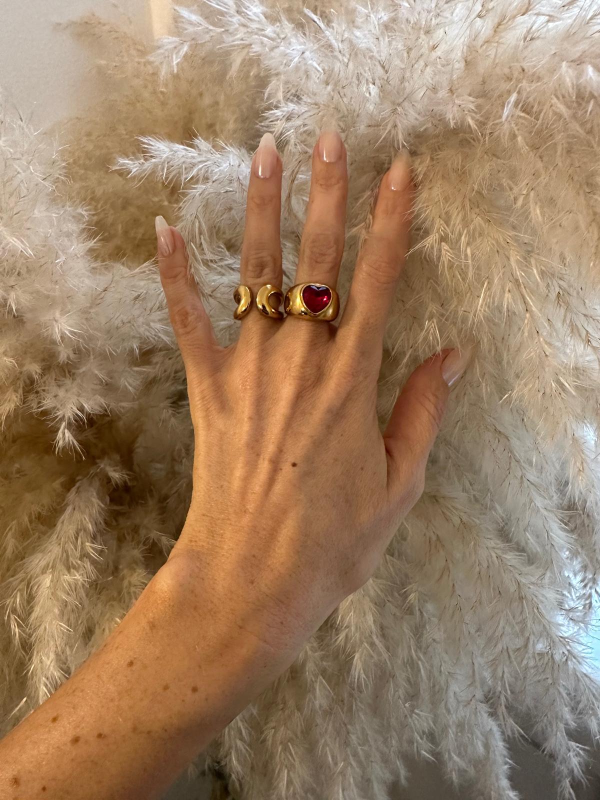 Anello in acciaio inossidabile e zircone anallergico e waterproof "Amore"