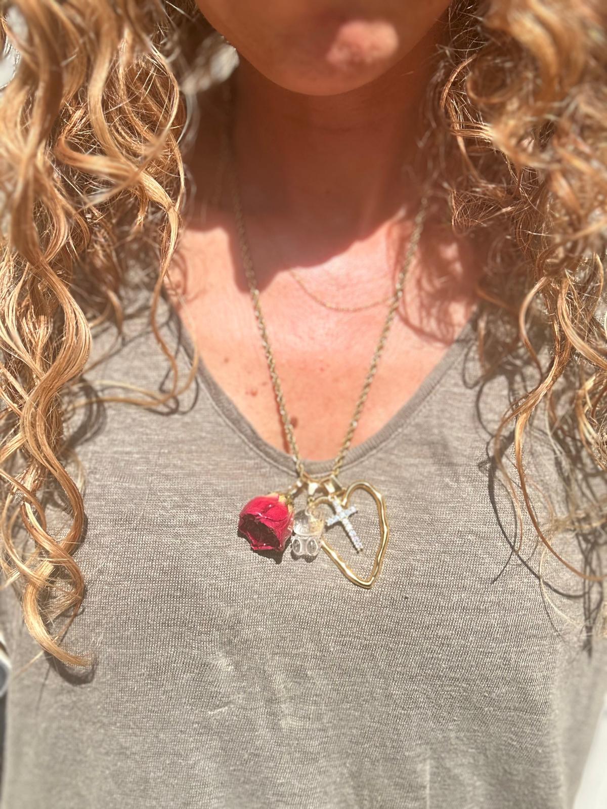 Collana/Ciondolo in acciaio inossidabile e zirconi anallergica e waterproof "Clotilde"