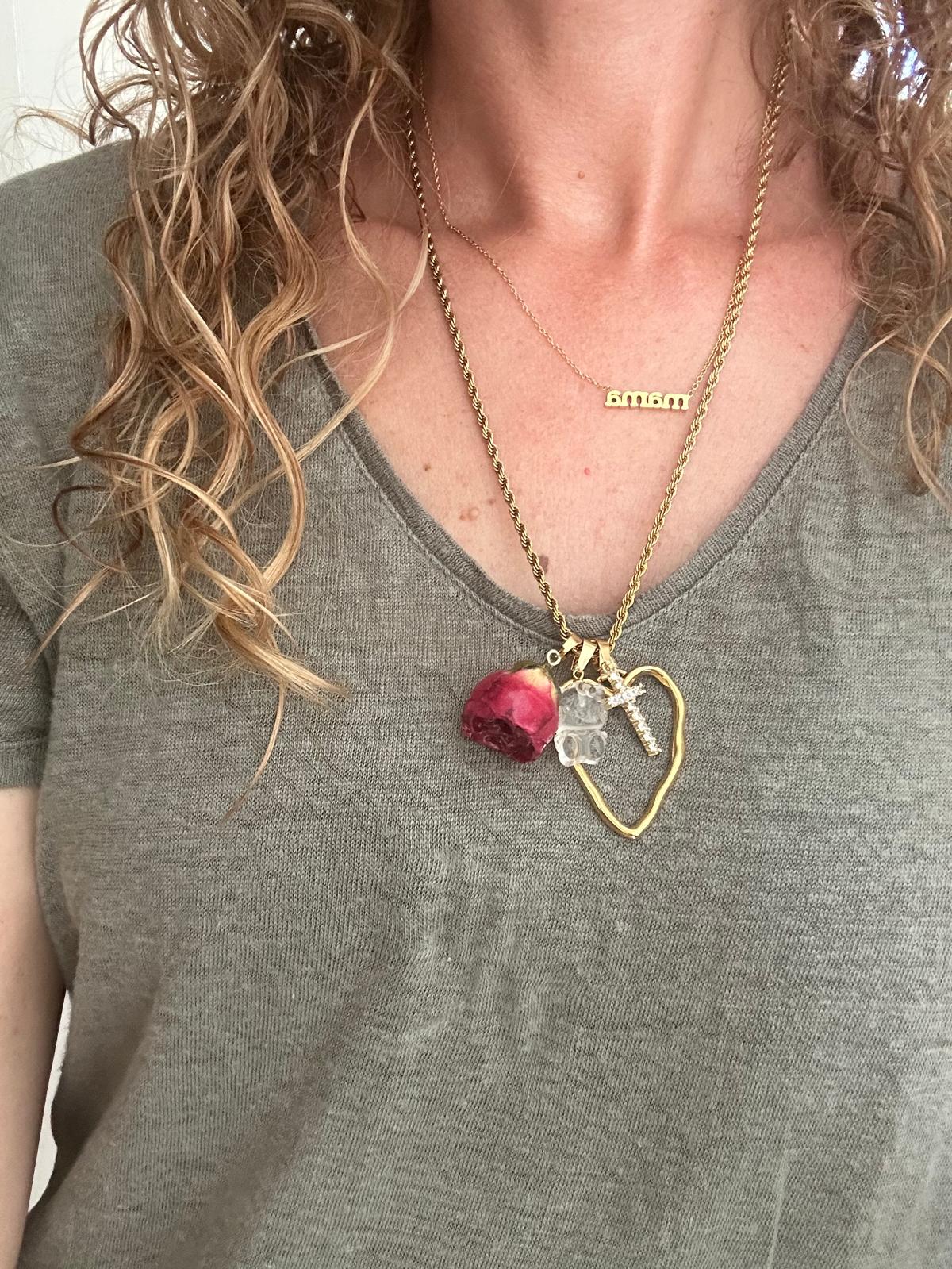 Collana/Ciondolo in acciaio inossidabile e zirconi anallergica e waterproof "Clotilde"
