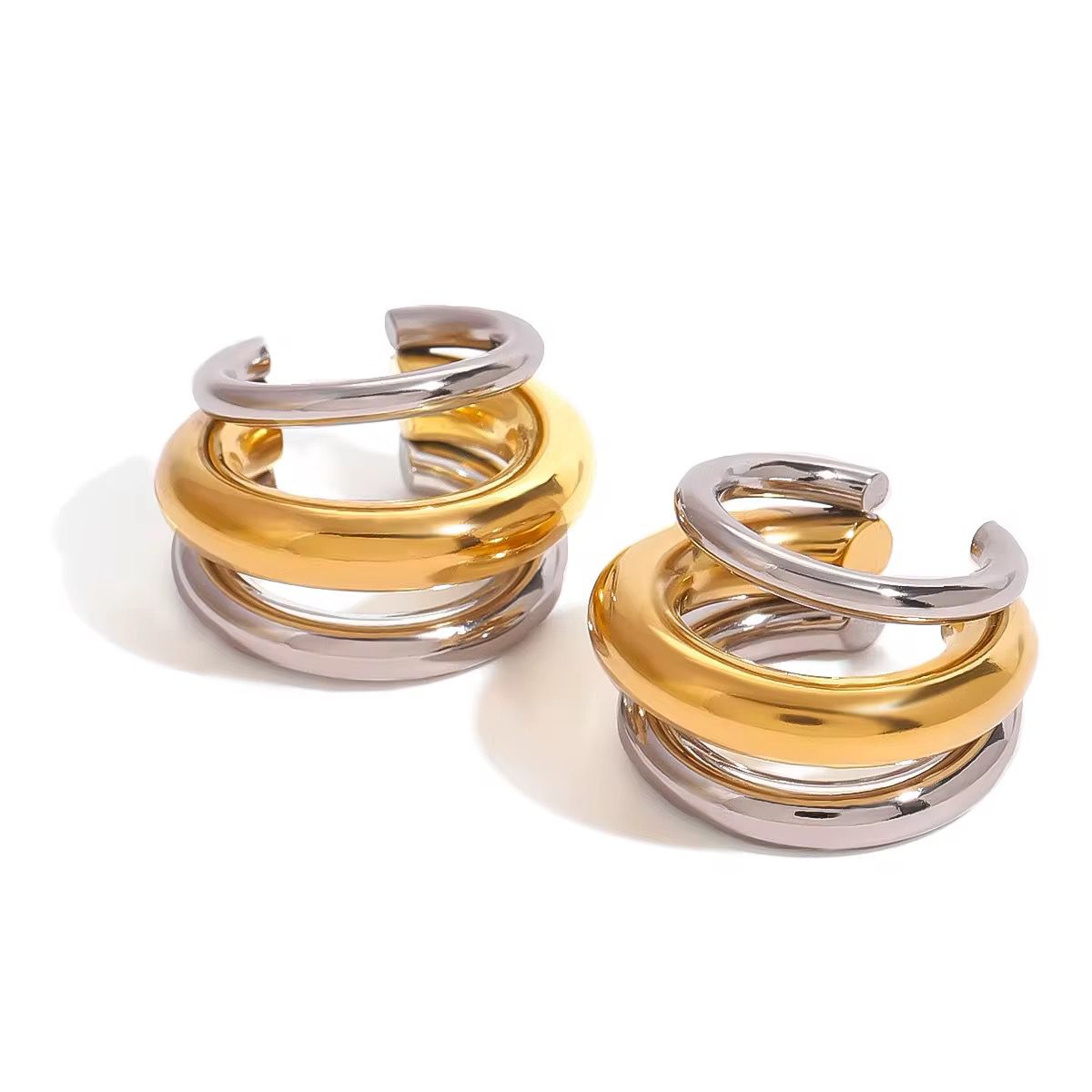Ear Cuff in acciaio inossidabile anallergico e waterproof "Terzetto"