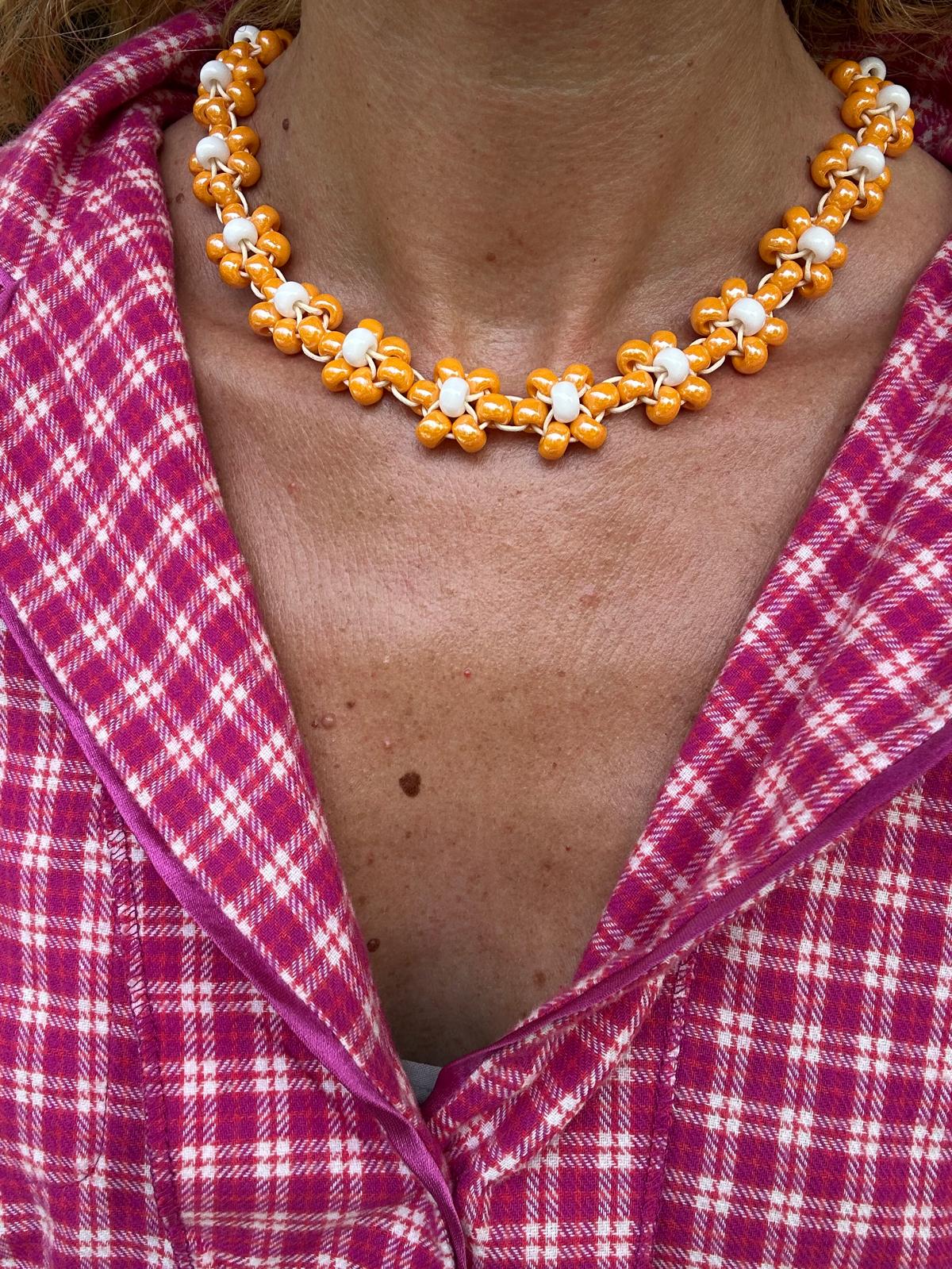 Collana Blossom fatta a mano con perline di vetro di Boemia