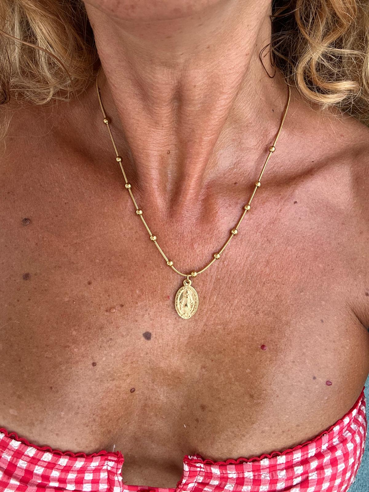 Collana in acciaio inossidabile anallergica e waterproof "Madonnina"