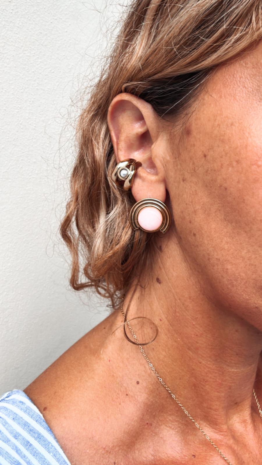 Orecchini in acciaio inossidabile e quarzo rosa anallergici e waterproof "Odette"