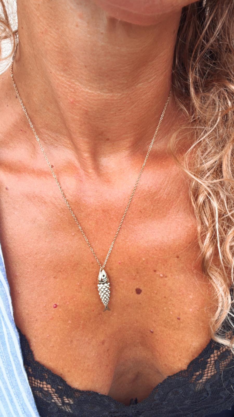 Collana in acciaio inossidabile anallergica e waterproof "Sarda Solitaria"
