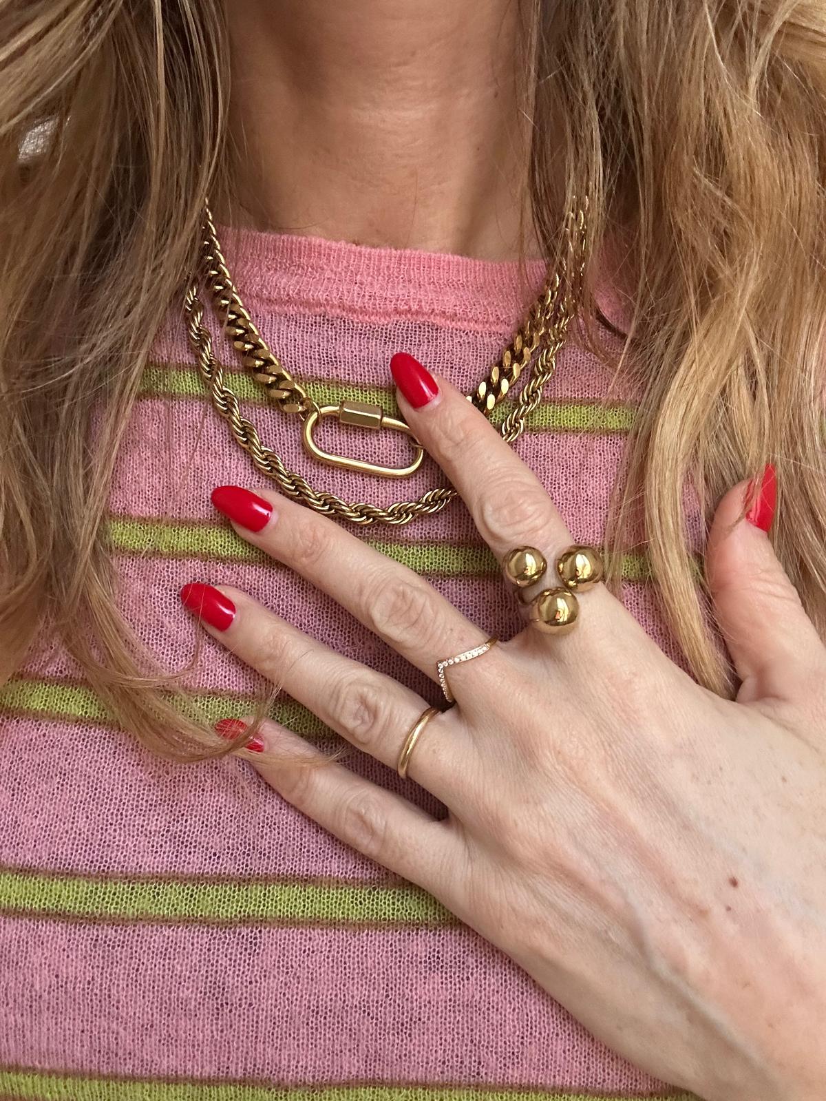 Anello in acciaio inossidabile, anallergico e waterproof placcato oro 18K "Bibi"