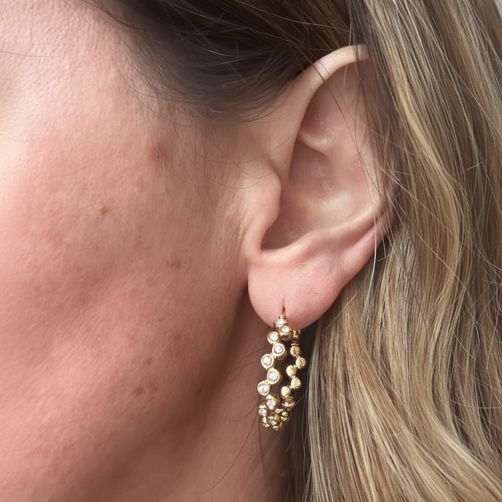 Orecchini in acciaio inossidabile anallergici e waterproof placcati oro 18K "Rachel"