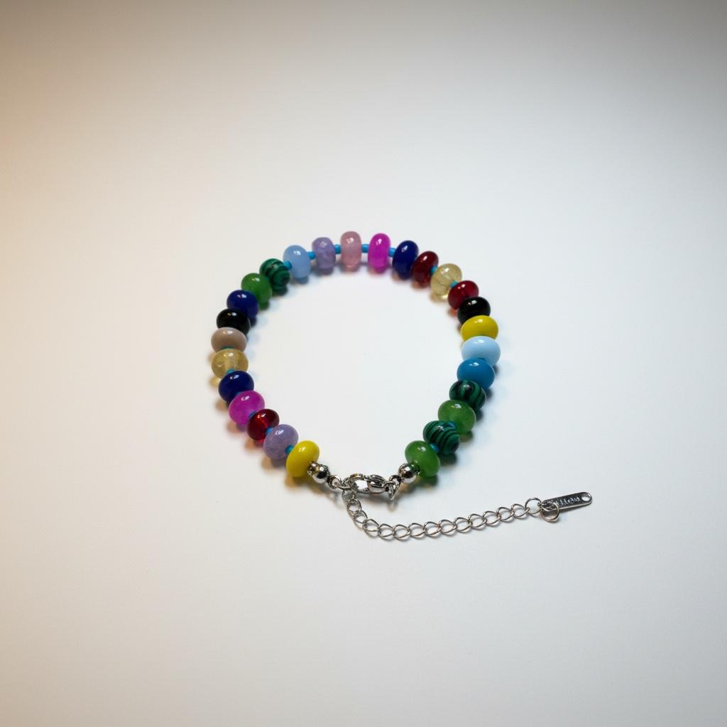 Bracciale con perle di pietra dura e acciaio inossidabile "Debby"