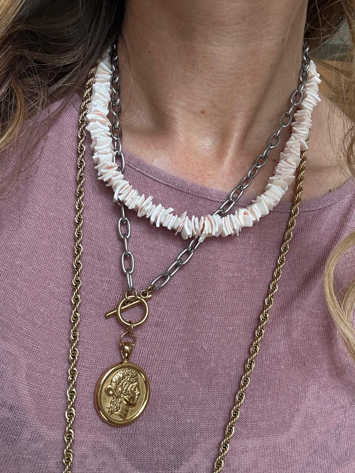 Collana in acciaio inossidabile e conchiglia "Salina"
