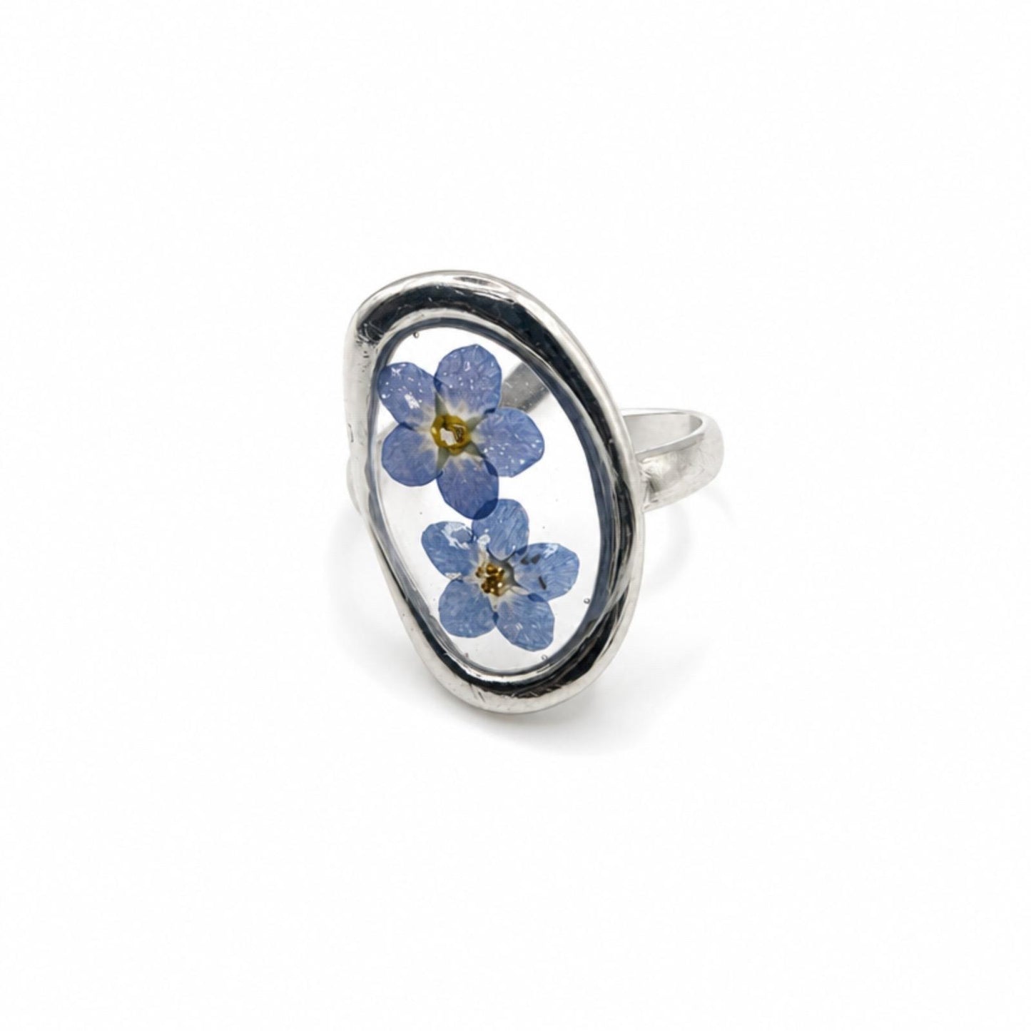 Anello in acciaio inossidabile, con fiori naturali conservati "Talia"