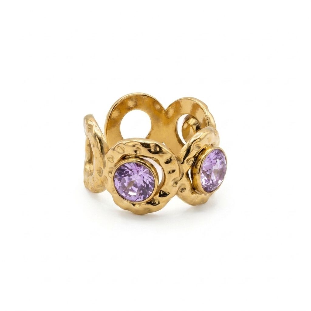 Anello regolabile, anallergico e waterproof placcato oro 18K "Iris"