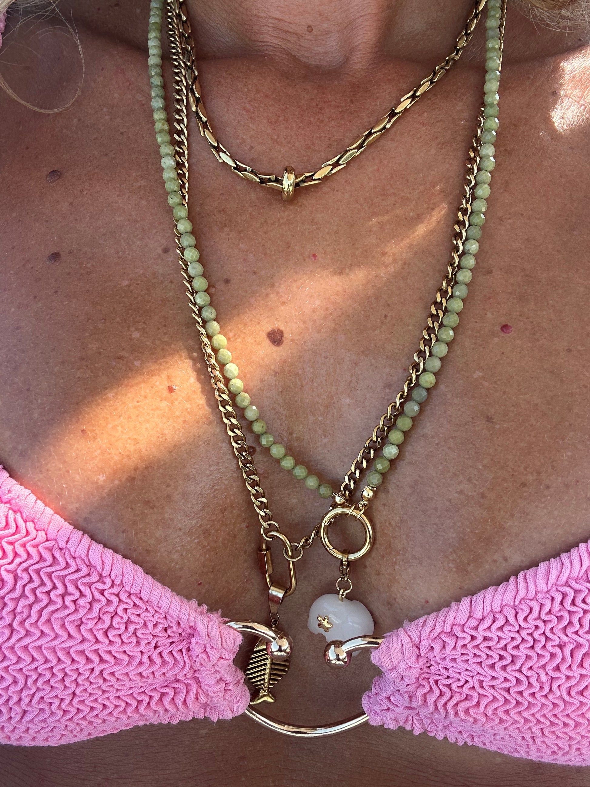 Collana in pietre naturali con moschettone porta ciondoli in acciaio inossidabile "Gemma"