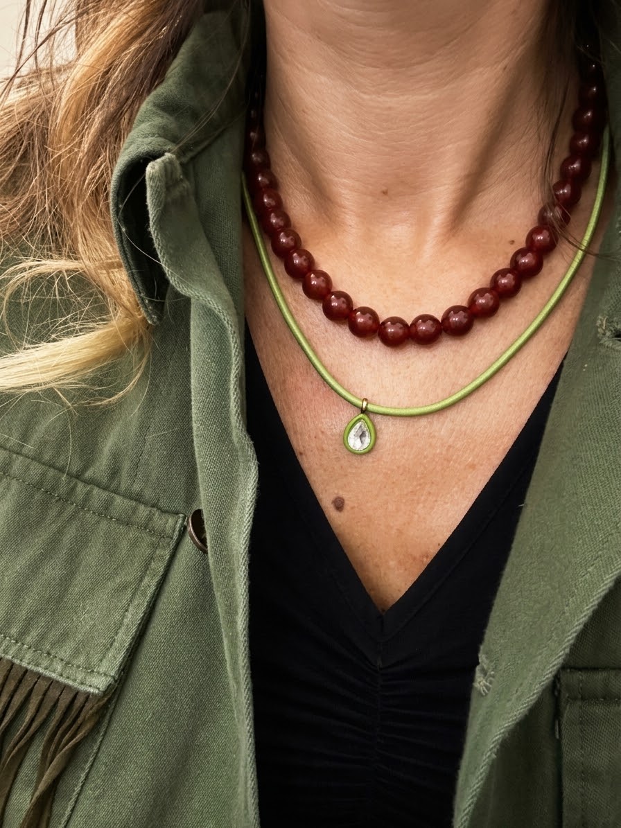 Collana in acciaio inossidabile e cordino eastico "Nebula"