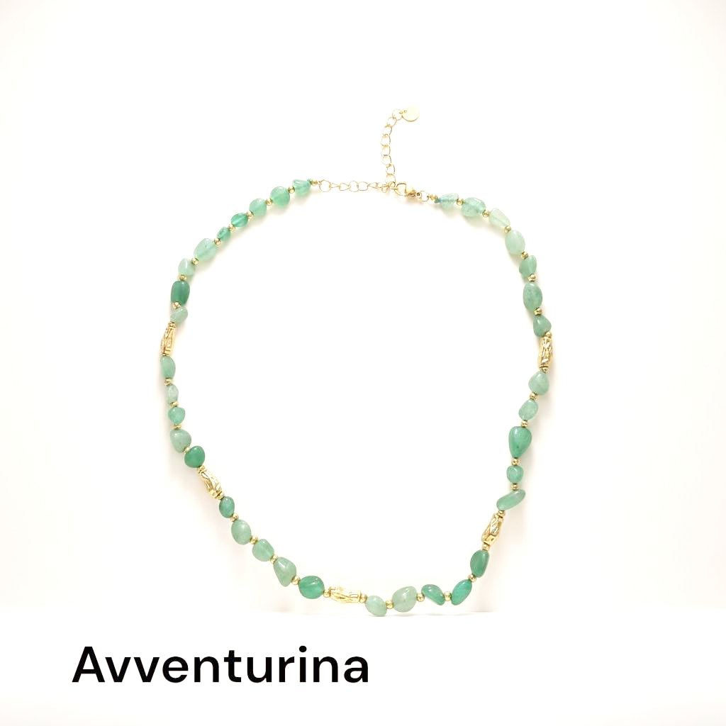 Collana in acciaio inossidabile e perle in pietra naturale "Blush"