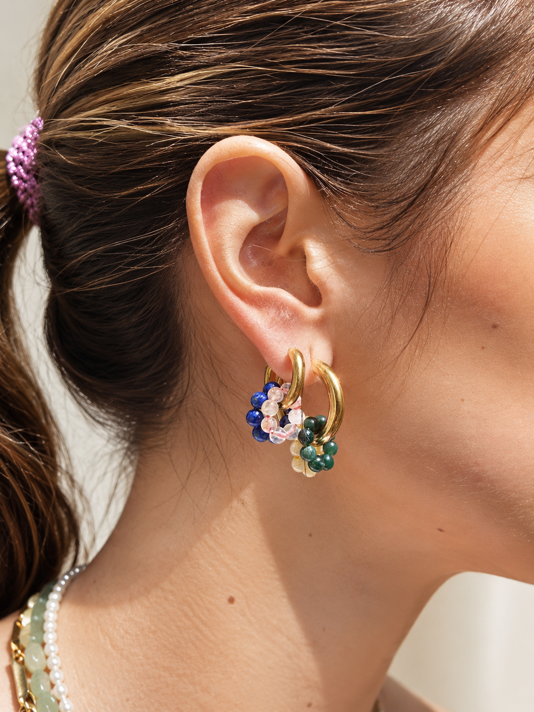 Orecchini in acciaio inossidabile anallergici e waterproof placcati oro 18K "Cerchi"