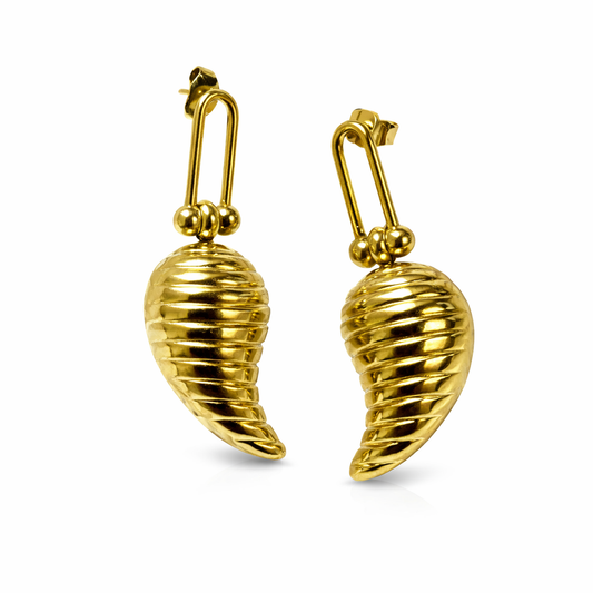 Orecchini in acciaio inossidabile anallergici e waterproof placcati oro 18K "Virgola"