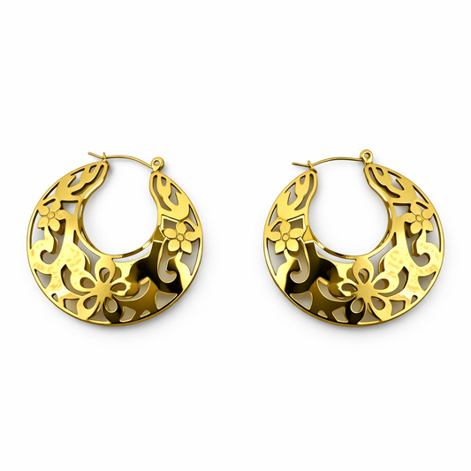 Orecchini in acciaio inossidabile anallergici e waterproof placcati oro 18K "Kiki"