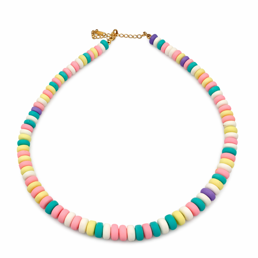 Collana in acciaio inossidabile e perle in argilla polimerica "Sugar"