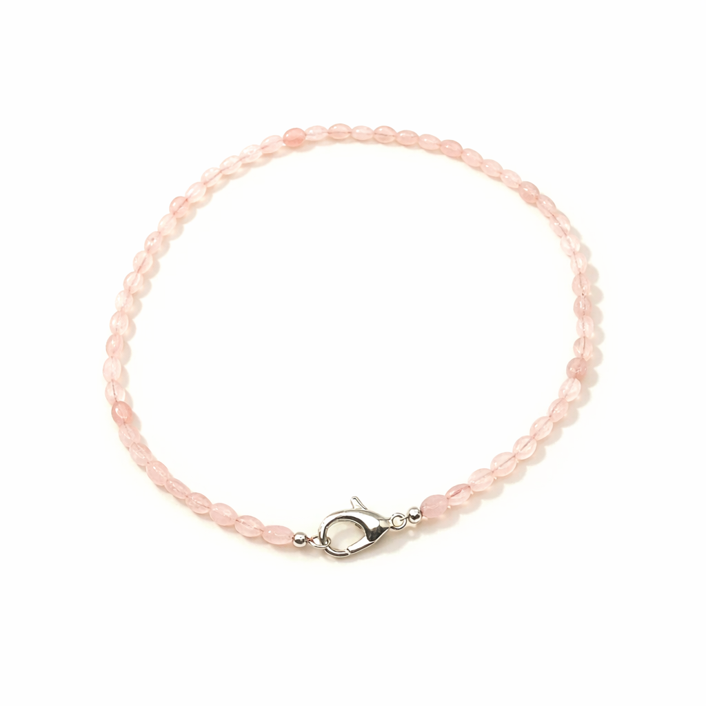 Collana in acciaio inossidabile e quarzo rosa "Silverio"