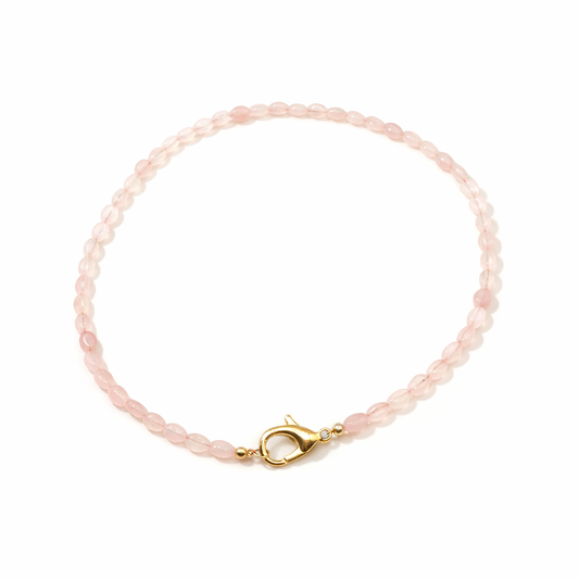 Collana in acciaio inossidabile e quarzo rosa "Silverio"