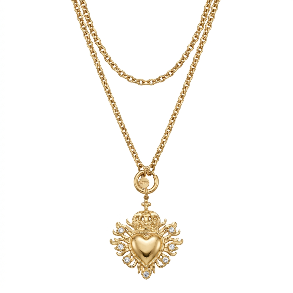 Collana in acciaio inossidabile anallergica e waterproof "Cuore Sacro"
