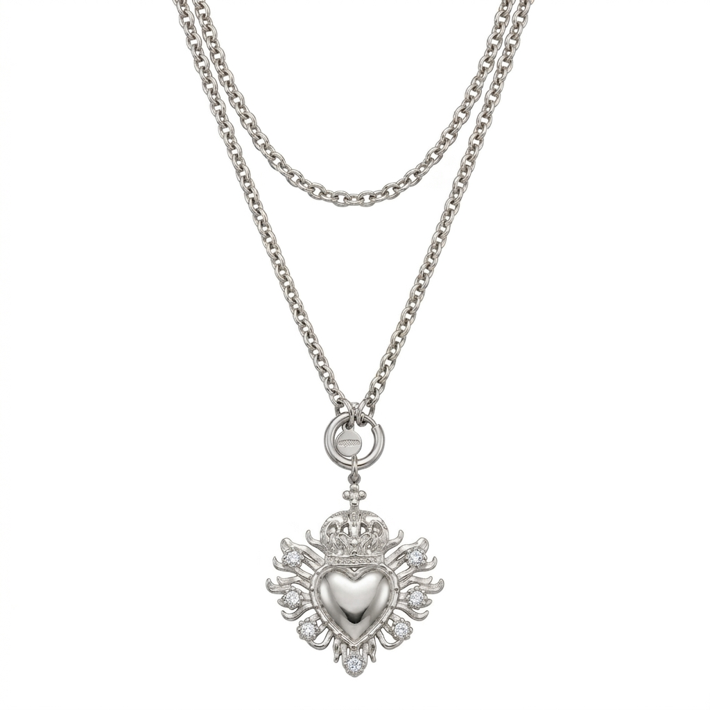 Collana in acciaio inossidabile anallergica e waterproof "Cuore Sacro"