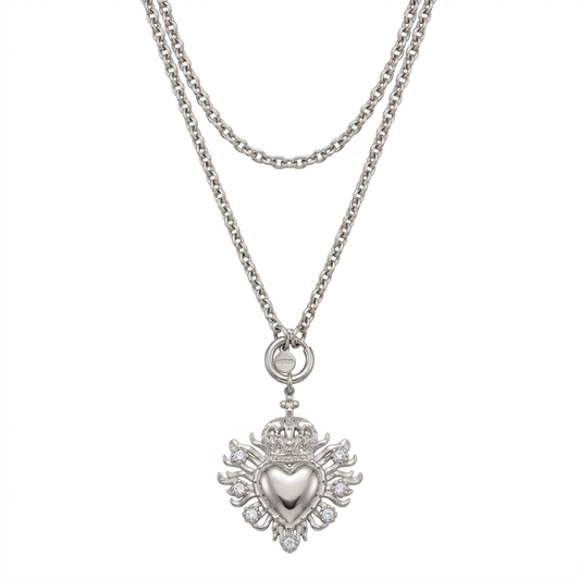 Collana in acciaio inossidabile anallergica e waterproof "Cuore Sacro"