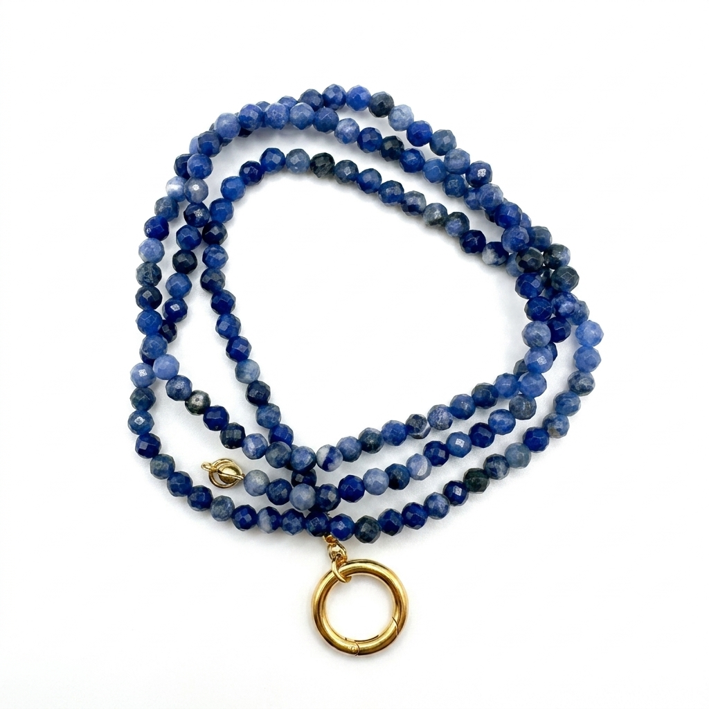 Collana in pietre naturali con moschettone porta ciondoli in acciaio inossidabile "Gemma"