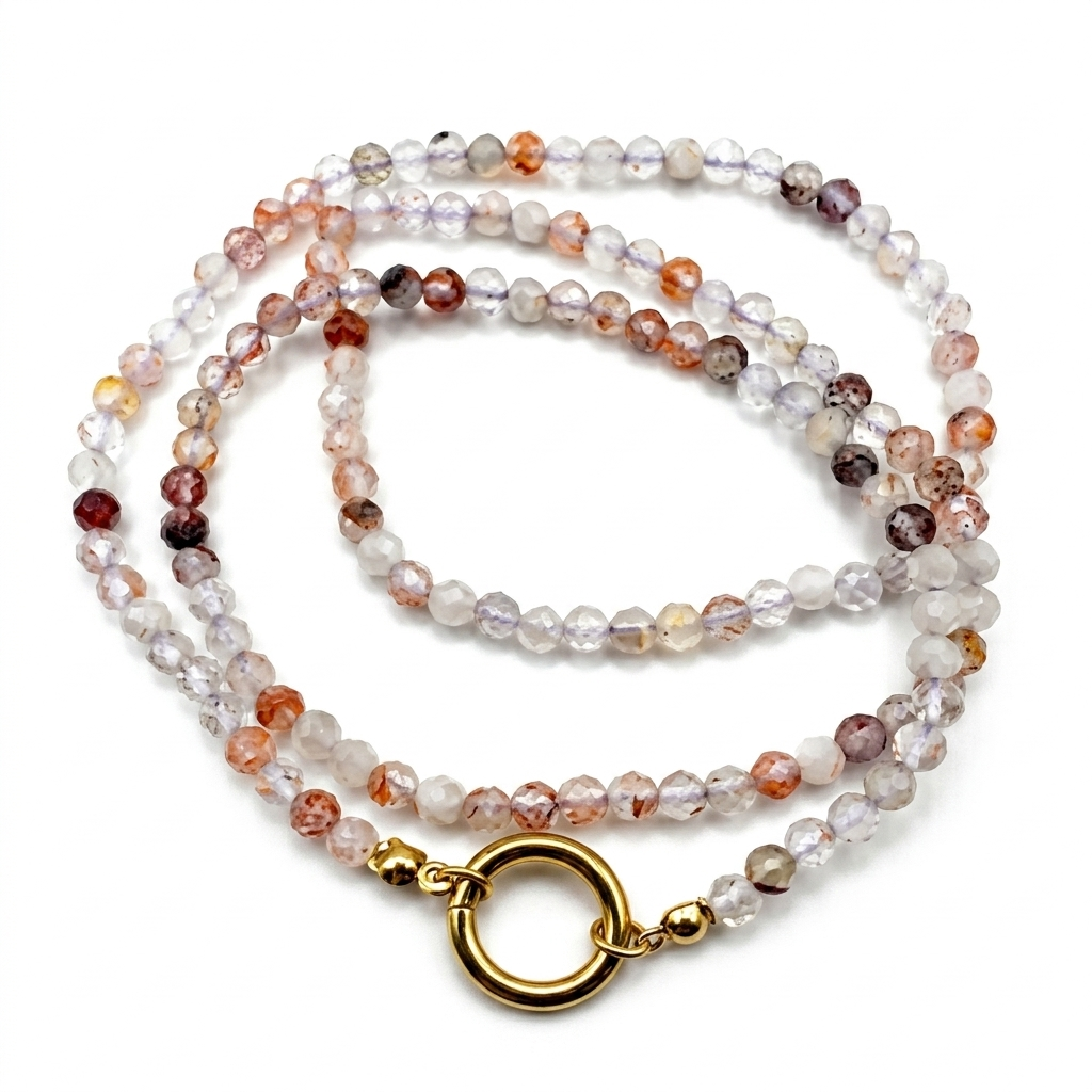 Collana in pietre naturali con moschettone porta ciondoli in acciaio inossidabile "Gemma"